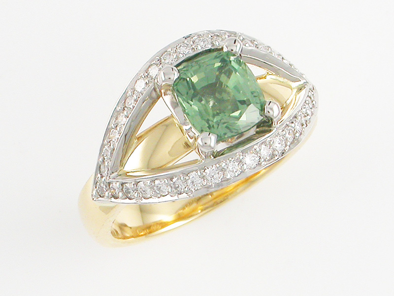 Gold Diamond Peridot Designer Ring Auckland Jewellery